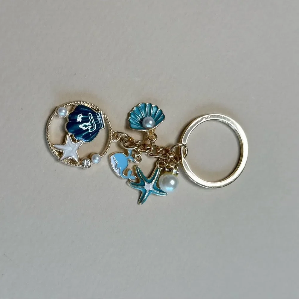 Gold and Blue Ocean Charm Keychain S1048
